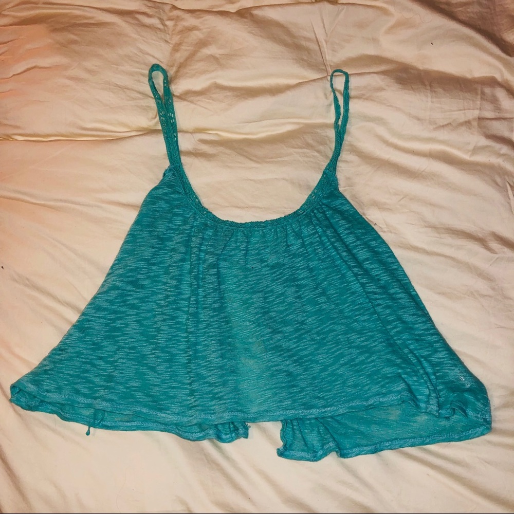 Teal Open-Back Crop Top